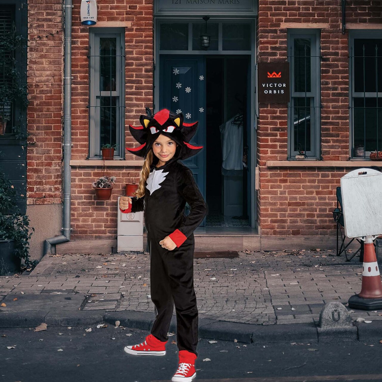 Kids Sonic Shadow Classic Hooded Jumpsuit Costume, Perfect for Halloween Party